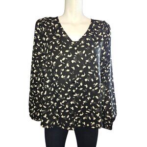 2/$35- Lush Womens Black & Ivory Abstract Print Blouse - M